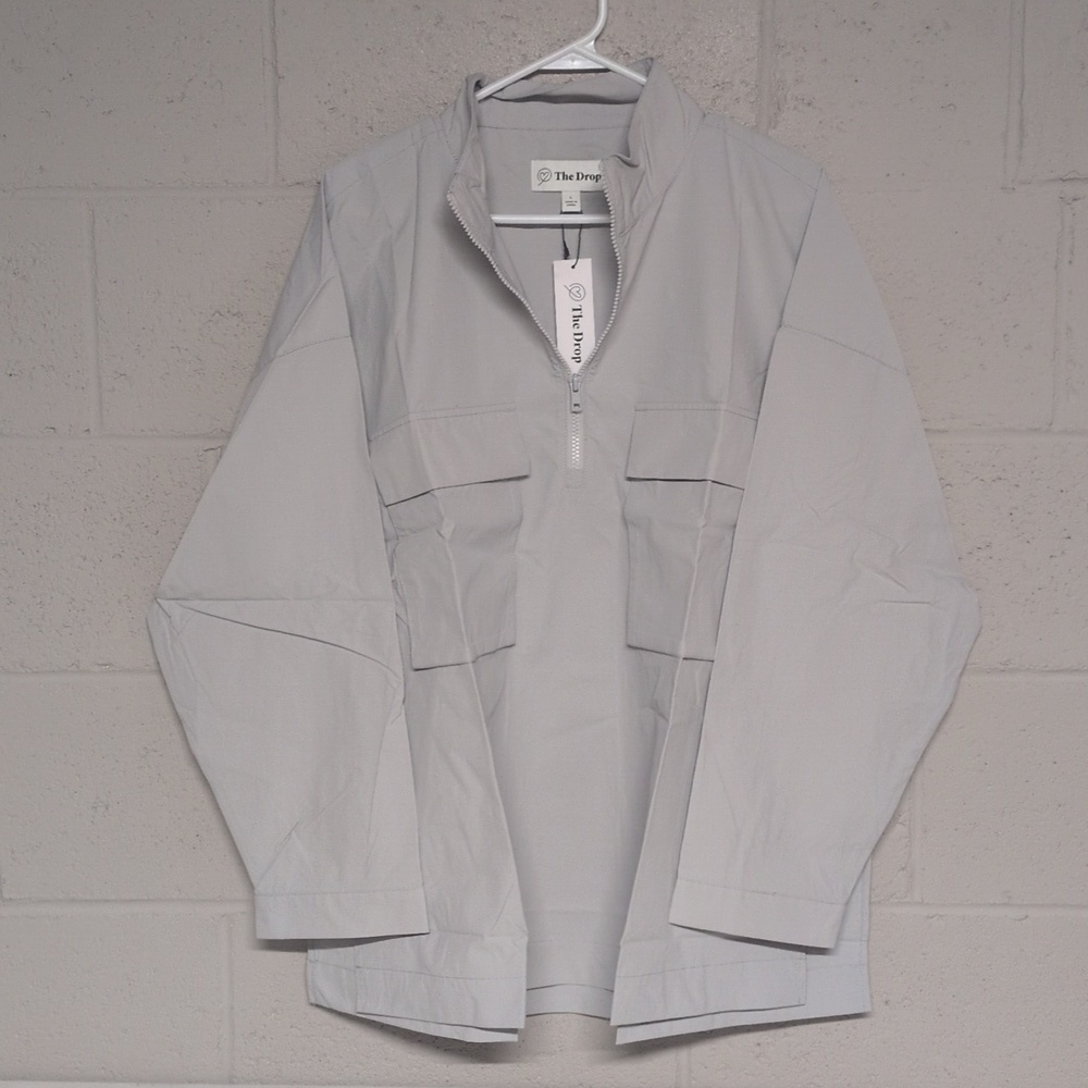 The Drop Women's Anabel Relaxed Nylon Jacket, Light Gray, Size L, NWT - Picture 3 of 4